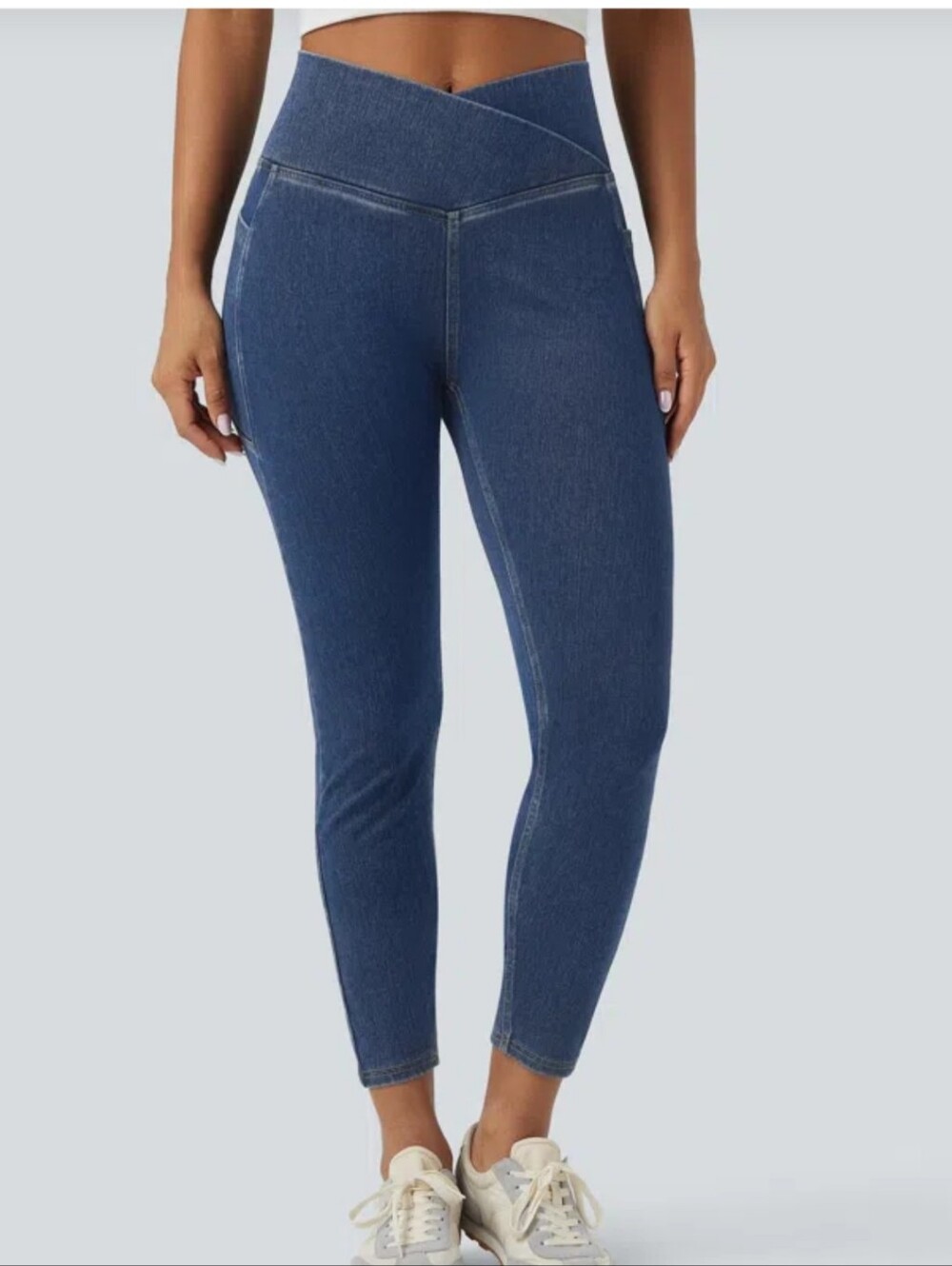 Halara Flex™ Crossover Pocket Washed Denim Work Leggings